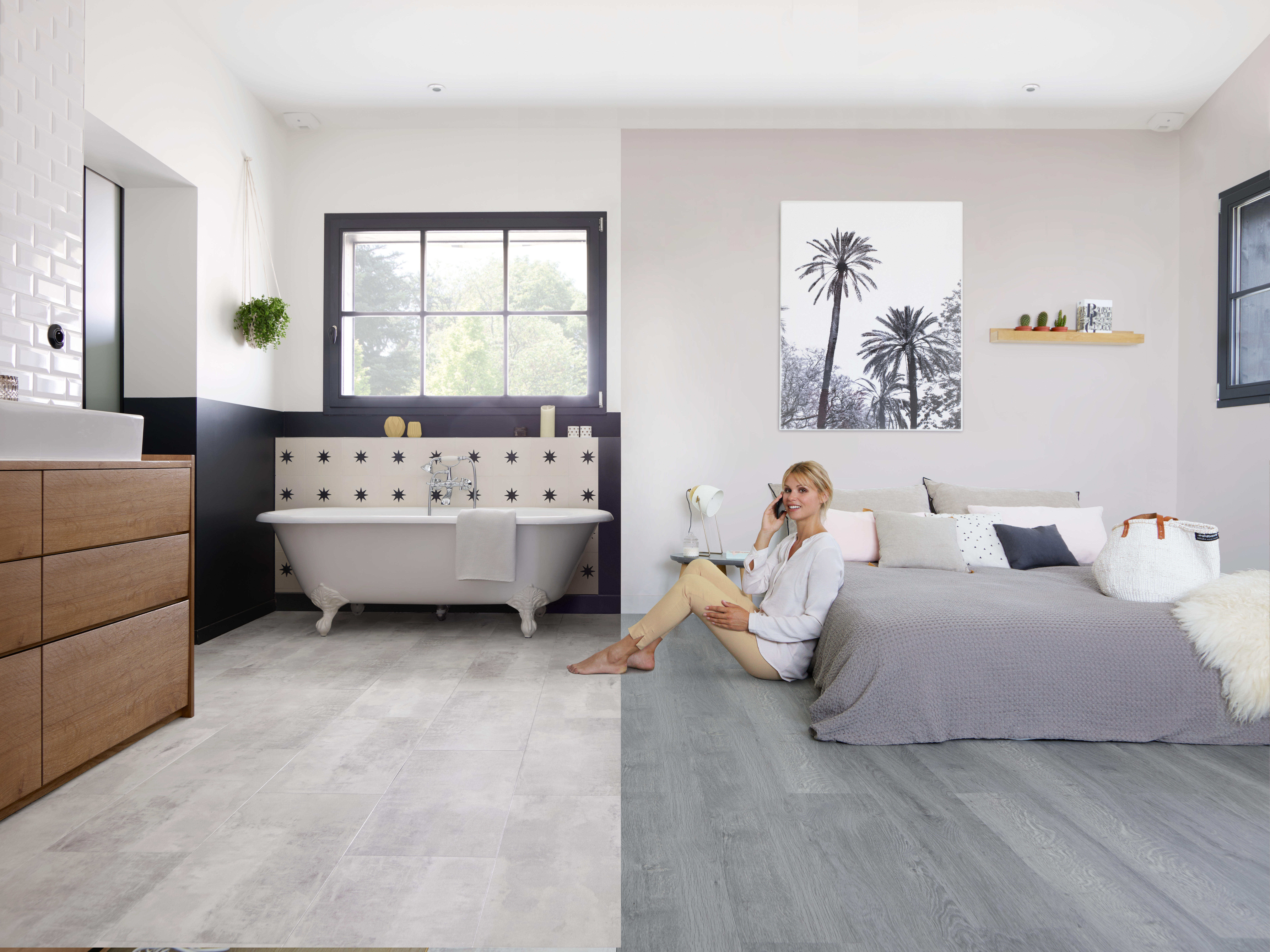 Transition sol salle de bain et chambre